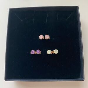 Gemstone Stud Earrings Set
